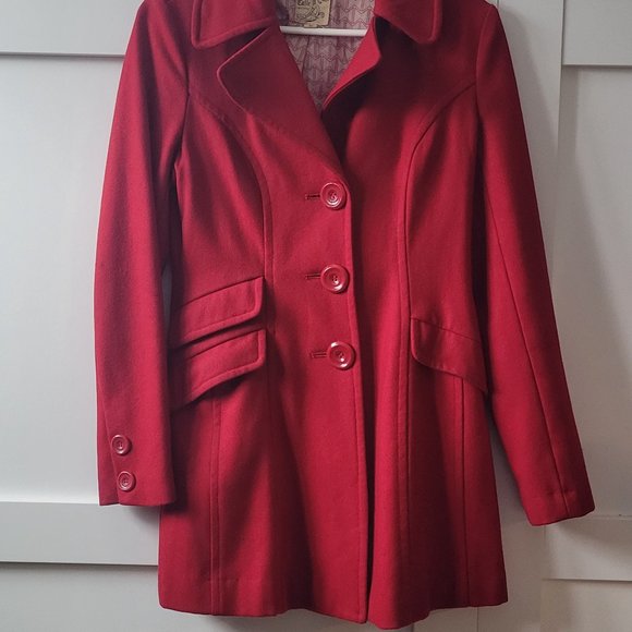 TULLE Red wool coat - Picture 4 of 4